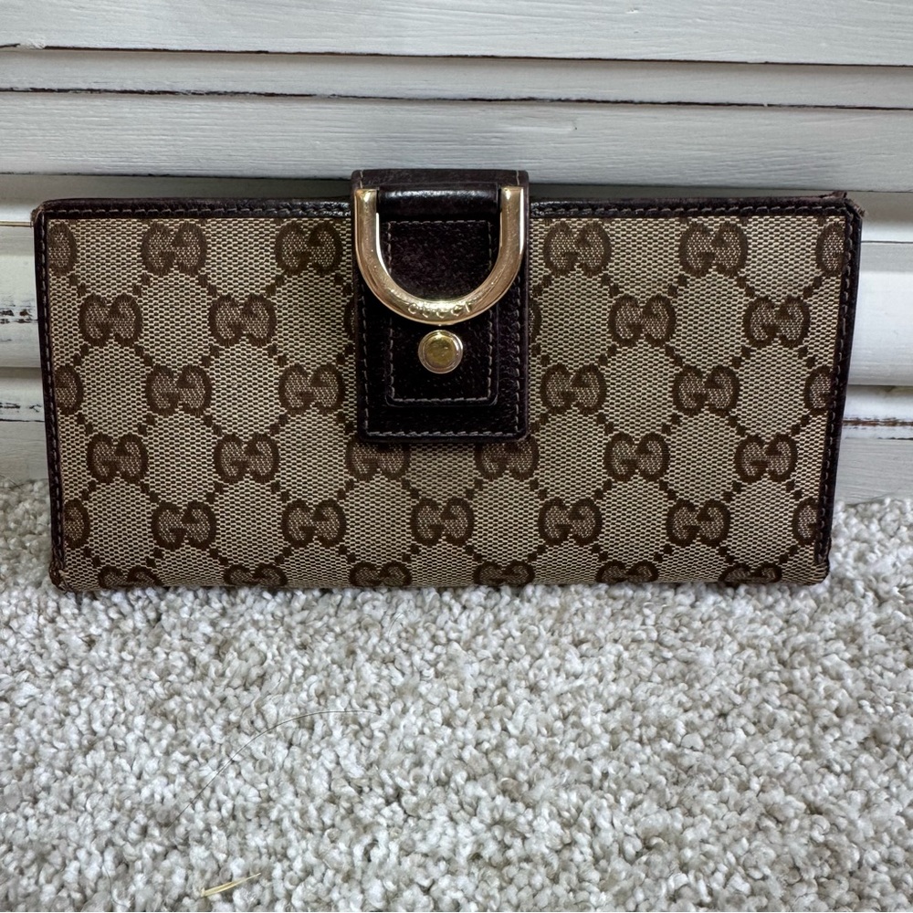 Gucci D-Ring Canvas Continental Long Wallet